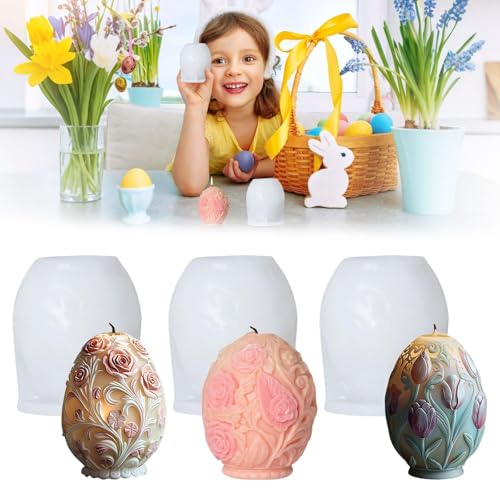 Silikonform Ei Silikonform Osterei Ostereikerze Wiederverwendbares Silikon für Osterkerze Einfach Release Epoxy Resin Casting für Frühlingsdekoration 1PC (A) von Generic