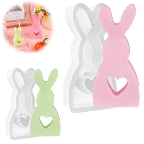 Silikonformen Gießformen, 2 Stück Silikonform Hase, 3D Silikonform Ostern, Osterhase Silikonform Kerzen, Silikonform Hase Ostern für Sojawachs Kerzen, Ostergeschenke, Handwerk, Gips(1 Groß+1 Klein) von Generic