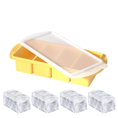Silikonform für Gefrierschrank | Portionierbare Gefriertabletts aus Silikon | 4 Waben, wiederverwendbar, einfaches Herauslösen für Suppe, Brühe und kulinarische Zubereitungen von Generic