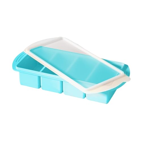 Silikonformen zum Einfrieren | Portionierbare Gefriertabletts aus Silikon | Behälter mit 4 Mulden mit Deckel, wiederverwendbares Küchenwerkzeug für Camping, Haus, Restaurant von Generic
