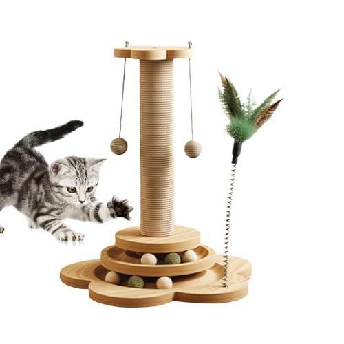 Sisal Cat Kratzstab, 4-in-1-Spielzeugturm, Post-Cat-Ball, 4-in-1. Unser Kratzstation aus gutem Holz und Sisalseil für Katzen ist ein Optio von Generic