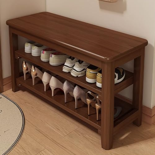Sitzbank Mit Stauraum Schuhbank aus Massivholz Schuhbank Offen for 6-8 Paar Schuhe Shoe Rack Cabinet Schuhschrank for Porch Wohnzimmer Schlafzimmer(Green,120cm(47.2")) von Generic