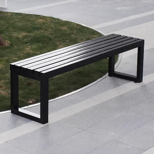 Sitzbank Outdoor der Hocker aus Verzinktem Stahlrohr hat Eine Gute Stabilität und Eignet Sich for Veranden Terrassen Gärten Rasenflächen und Balkone(Black,120cm/47in) von Generic
