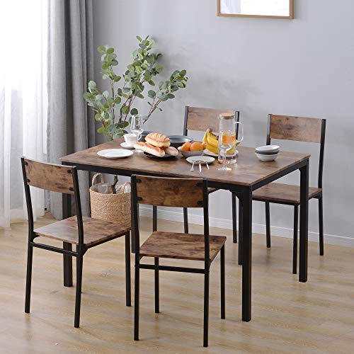 Sitzgruppe 5-teilig Rechteckiger Esstisch mit 4 Stühlen Essgruppe für 4 Personen Küchentisch 108x65x75 cm für Balkon Esszimmer Wohnzimmer Vintagebraun Sitzgruppe 5-teilig Rechteckiger Esstisch mit 4 Stühlen Essgruppe für 4 Personen Küchentisch 108x65x75 cm für Balkon Esszimmer Wohnzimmer Vintagebraun von Generic
