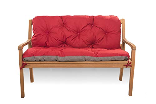 Sitzkissen für Hollywoodschaukel - Sitzbank mit Rückenlehne - Gartenschaukel Kissen - Bankkissen Outdoor (120 x 60 x 50, Rot) von Generic