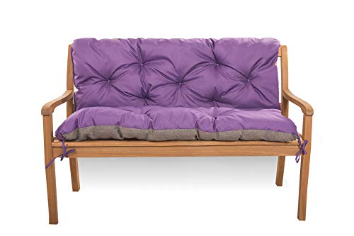 Sitzkissen für Hollywoodschaukel - Sitzbank mit Rückenlehne - Gartenschaukel Kissen - Bankkissen Outdoor (120 x 60 x 50, Violett) von Generic