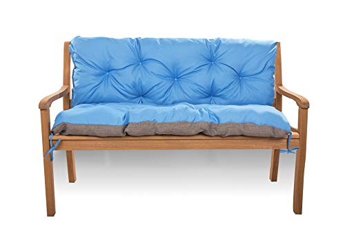 Sitzkissen für Hollywoodschaukel - Sitzbank mit Rückenlehne - Gartenschaukel Kissen - Bankkissen Outdoor (160 x 60 x 50, Blau) von Generic