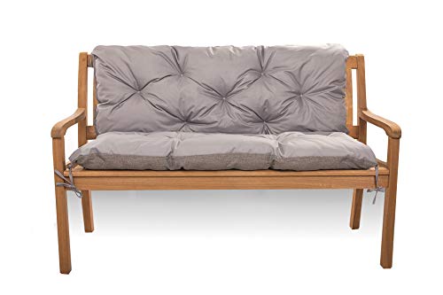 Sitzkissen für Hollywoodschaukel - Sitzbank mit Rückenlehne - Gartenschaukel Kissen - Bankkissen Outdoor (160 x 60 x 50, Grau) von Generic