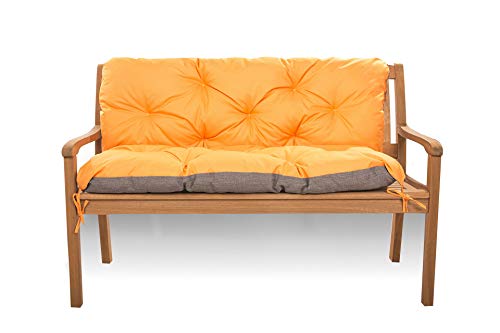 Sitzkissen für Hollywoodschaukel - Sitzbank mit Rückenlehne - Gartenschaukel Kissen - Bankkissen Outdoor (180 x 60 x 50, Orange) von Generic