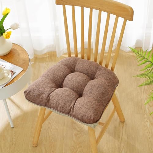 Sitzkissen mit Bindebändern – Bequeme 43x46 cm Stuhlauflage Gartenstuhl, Esszimmerstuhl & Balkonmöbel – Atmungsaktive Polster Indoor/Outdoor(Coffee) von Generic