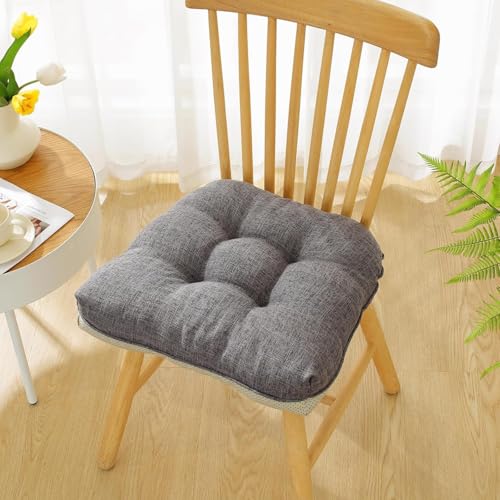 Sitzkissen mit Bindebändern – Bequeme 43x46 cm Stuhlauflage Gartenstuhl, Esszimmerstuhl & Balkonmöbel – Atmungsaktive Polster Indoor/Outdoor(Gray) von Generic