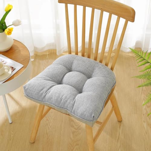 Sitzkissen mit Bindebändern – Bequeme 43x46 cm Stuhlauflage Gartenstuhl, Esszimmerstuhl & Balkonmöbel – Atmungsaktive Polster Indoor/Outdoor(Light Grey) von Generic