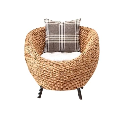 Sitzmöbel Natur-Rattanstuhl mit Rückenlehne - Lässiger Loungesessel für Balkon & Innenbereich - Ative Stühle für Wohnzimmer, Restaurant von Generic