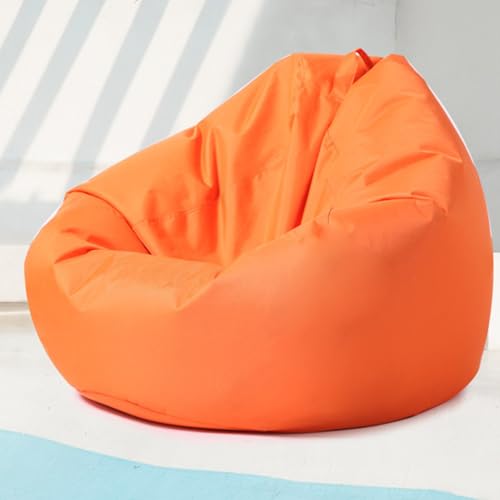Sitzsack Bezug Ohne Füllung Lazy Lounger Sitzsack Stuhlbezug Abnehmbarer Sitzsack Hülle Sitzsack-Sofas-Schutz Mit Reißverschluss for Erwachsene Und Kinder(Orange,100 * 120cm) von Generic