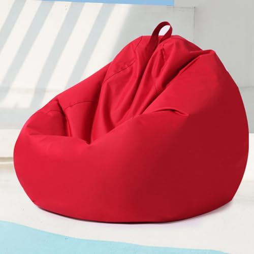 Sitzsack Bezug Ohne Füllung Lazy Lounger Sitzsack Stuhlbezug Abnehmbarer Sitzsack Hülle Sitzsack-Sofas-Schutz Mit Reißverschluss for Erwachsene Und Kinder(Red,90 * 110cm) von Generic
