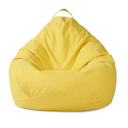 Sitzsack Bezug Ohne Füllung Lazy Lounger Sitzsack Stuhlbezug Abnehmbarer Sitzsack Hülle Sitzsack-Sofas-Schutz Mit Reißverschluss for Erwachsene Und Kinder(Yellow,80x90cm) von Generic
