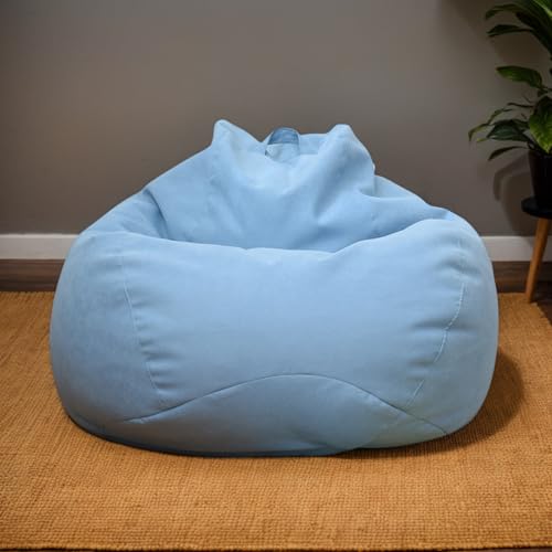 Sitzsack Hülle Samt Waschbar Weich Dick Kein Füllmaterial Reißverschluss Dehnbar Geeignet Für Erwachsene Jugendliche Schlafzimmer Wohnzimmer Büro Patio,Blau,100 * 120cm von Generic