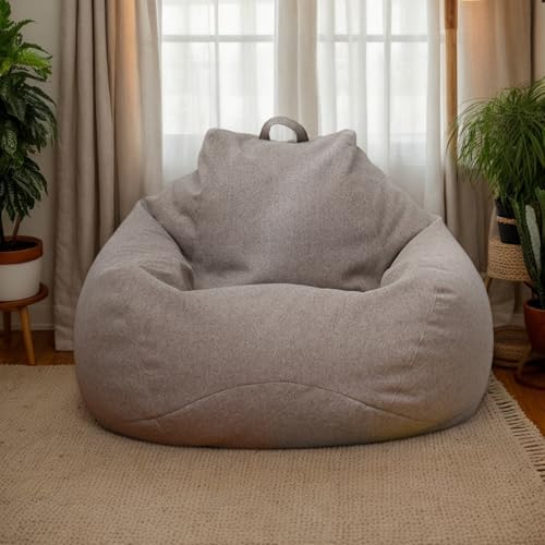 Sitzsack Hülle Samt Waschbar Weich Dick Kein Füllmaterial Reißverschluss Dehnbar Geeignet Für Erwachsene Jugendliche Schlafzimmer Wohnzimmer Büro Patio,Braun,80 * 90cm von Generic