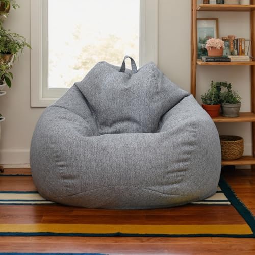 Sitzsack Hülle Samt Waschbar Weich Dick Kein Füllmaterial Reißverschluss Dehnbar Geeignet Für Erwachsene Jugendliche Schlafzimmer Wohnzimmer Büro Patio,Dark Grey,100 * 120cm von Generic