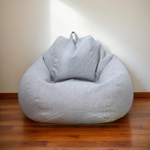 Sitzsack Hülle Samt Waschbar Weich Dick Kein Füllmaterial Reißverschluss Dehnbar Geeignet Für Erwachsene Jugendliche Schlafzimmer Wohnzimmer Büro Patio,Grau,100 * 120cm von Generic