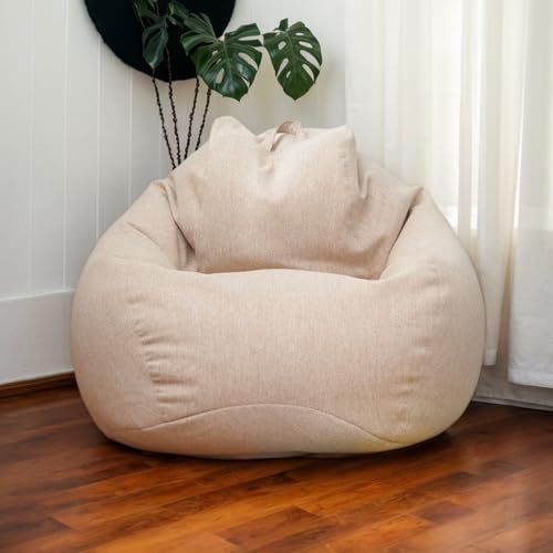 Sitzsack Hülle Samt Waschbar Weich Dick Kein Füllmaterial Reißverschluss Dehnbar Geeignet Für Erwachsene Jugendliche Schlafzimmer Wohnzimmer Büro Patio,Khaki,90 * 110cm von Generic