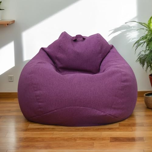 Sitzsack Hülle Samt Waschbar Weich Dick Kein Füllmaterial Reißverschluss Dehnbar Geeignet Für Erwachsene Jugendliche Schlafzimmer Wohnzimmer Büro Patio,Lila,100 * 120cm von Generic