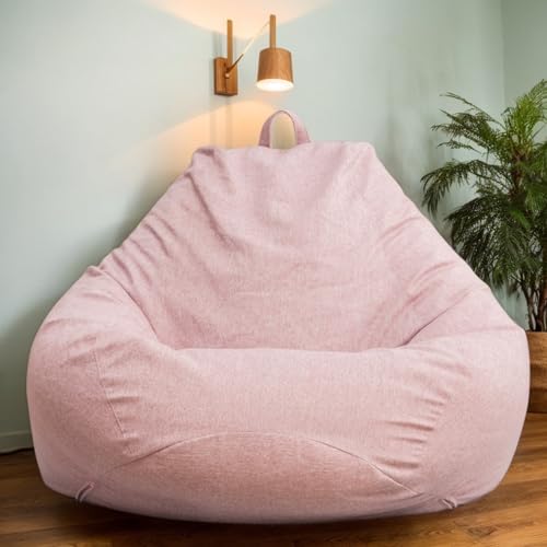 Sitzsack Hülle Samt Waschbar Weich Dick Kein Füllmaterial Reißverschluss Dehnbar Geeignet Für Erwachsene Jugendliche Schlafzimmer Wohnzimmer Büro Patio,Rosa,90 * 110cm von Generic