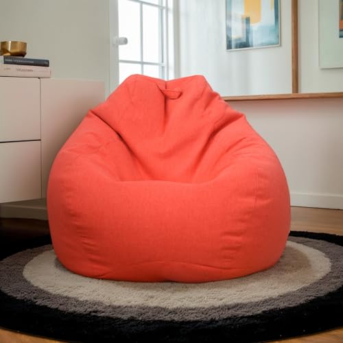 Sitzsack Hülle Samt Waschbar Weich Dick Kein Füllmaterial Reißverschluss Dehnbar Geeignet Für Erwachsene Jugendliche Schlafzimmer Wohnzimmer Büro Patio,Rot,90 * 110cm von Generic