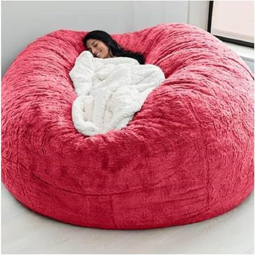 Sitzsack Sofa Sitzsack Stuhlbezug (kein Füllstoff) Riesen Sitzsack Abdeckung Wohnzimmermöbel Große Runde Weich Flauschige Kunstpelz Sitzsack Lazy Sofa, A, 5FT von Generic
