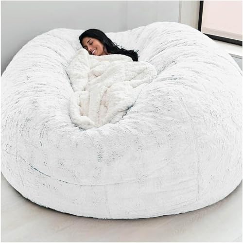 Sitzsack Sofa Sitzsack Stuhlbezug (kein Füllstoff) Riesen Sitzsack Abdeckung Wohnzimmermöbel Große Runde Weich Flauschige Kunstpelz Sitzsack Lazy Sofa, C, 5FT von Generic
