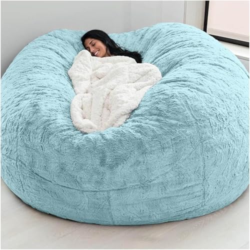 Sitzsack Sofa Sitzsack Stuhlbezug (kein Füllstoff) Riesen Sitzsack Abdeckung Wohnzimmermöbel Große Runde Weich Flauschige Kunstpelz Sitzsack Lazy Sofa, E, 5FT von Generic