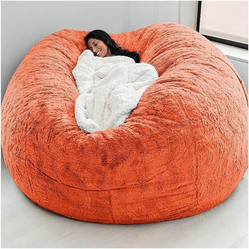 Sitzsack Sofa Sitzsack Stuhlbezug (kein Füllstoff) Riesen Sitzsack Abdeckung Wohnzimmermöbel Große Runde Weich Flauschige Kunstpelz Sitzsack Lazy Sofa, K, 7FT von Generic