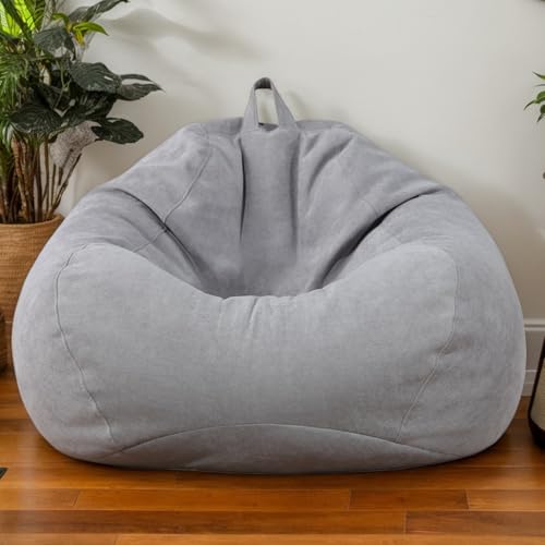 Sitzsack Stuhl Erwachsene Bezug Nur Samtstoff Stretch Verdickt Weich Waschbar Leicht Zu Entfernen Reißverschluss Keine Füllung Schlafzimmer Büro Terrasse Wohnzimmer,F,90 * 110cm von Generic