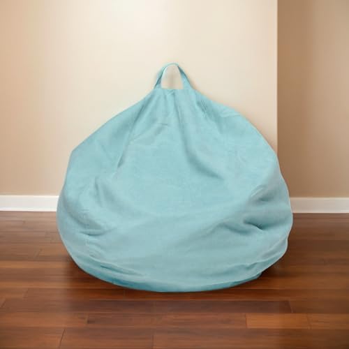 Sitzsack Stuhl Erwachsene Bezug Samtmaterial Weicher Waschbarer Reißverschluss Keine Füllung Verdickte Dehnung Moderner Stil Gaming Sitzsack Teenager Schlafzimmer,G,90 * 90cm von DOSYCOVUR