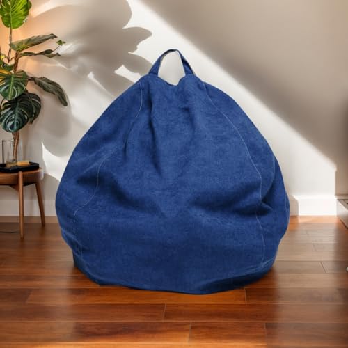 Sitzsack Stuhl Erwachsene Bezug Samtmaterial Weicher Waschbarer Reißverschluss Keine Füllung Verdickte Dehnung Moderner Stil Gaming Sitzsack Teenager Schlafzimmer,I,90 * 90cm von Generic