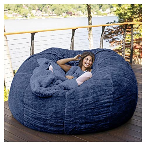 Sitzsack Stuhlbezug Riesiger Sitzsack Sofabezug Weicher Und Bequemer Flauschiger Pelz Sitzsack Bett Sofabezug Lazy Sofa Liege Kissenbezug, Blue, Twin von Generic