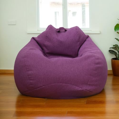 Sitzsackbezug Nur Samtmaterial Verdickte Dehnung Waschbar Weicher Reißverschluss Leicht Zu Entfernen Einfarbig Schlafzimmer Büro Terrasse Teenager Erwachsene Gebrauch,Lila,100 * 120cm von Generic