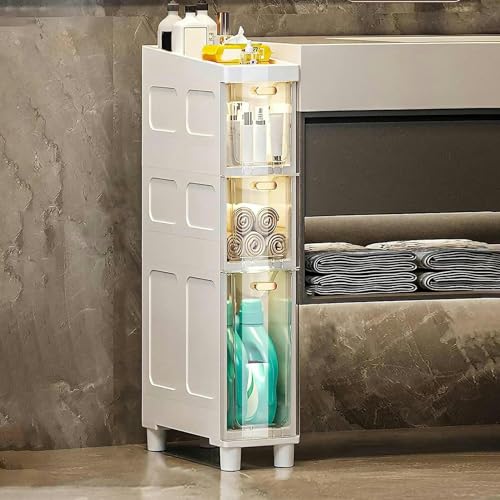 Slim Bathroom Storage Cabinet 3/4/5 Tier Shower nizer with Drawers & Wheels Tall Narrow Floor Cabinet for Efficient Space Saving Durable Plastic Side nizer Slim Bathroom Storage Cabinet 3/4/5 Tier Shower nizer with Drawers & Wheels Tall Narrow Floor Cabinet for Efficient Space Saving Durable Plastic Side nizer von Generic