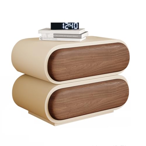 Small Side Table,solid Wood Bedside Cabinet with Two Storage Drawers, Bedside Table,nightstand，Side Table, Curved Design, Suitable for bedrooms and Living Rooms.(A,40CM(15.75IN)) von Generic