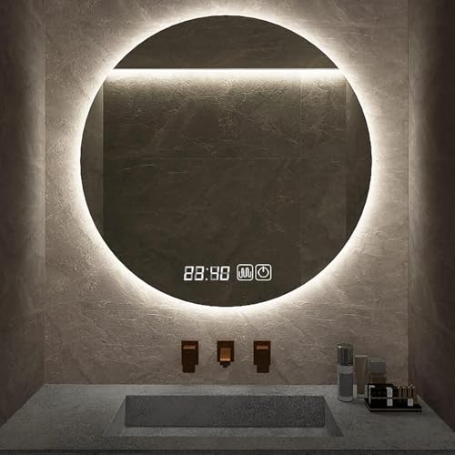 Smart Mirror Le Led Roud Badezimmer Schwarze Vaity Spiegel Für Wandbeleuchtung Hintergrundbeleuchtung Vaity Spiegel Mit Lichtern Led Badezimmerspiegel Hintergrundbeleuchtung at, Backlit, 70cm von Generic