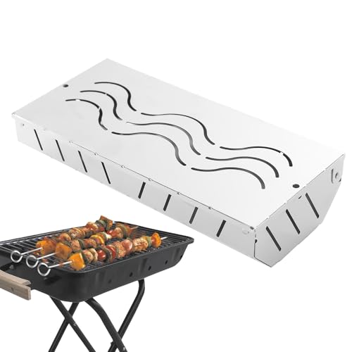 Smoker Box BBQ Smoker Box Edelstahl Smoker Box Holzspäne Räucherbox Holzkohlegrill Zubehör mit Deckel Kohlehalter für Outdoor Grill von Generic