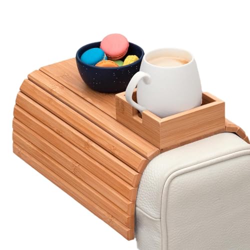 Sofa-Armtisch | Holz-Tablett für Sofa-Becher für Armlehnen | Clip-Seitentisch, rutschfester Getränkeuntersetzer für Getränke, Handy und Snacks Sofa-Armtisch | Holz-Tablett für Sofa-Becher für Armlehnen | Clip-Seitentisch, rutschfester Getränkeuntersetzer für Getränke, Handy und Snacks von Generic