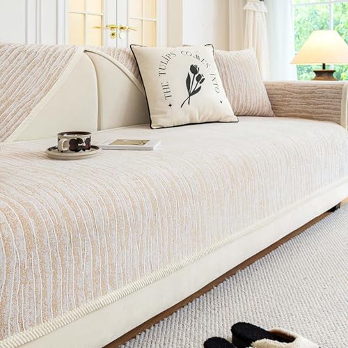 Sofa Cover Sofabezug 1 2 3 Sitzer Weiche Chenille Sofabezug Anti Rutsch Sofa üBerzug FüR U Form L Form Sektionssofa Dicke Strukturierte Sofaschonera(Coffee,70 * 210cm) von Generic