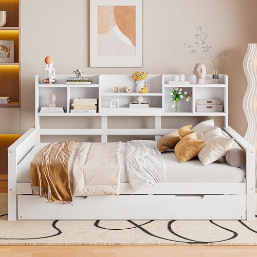 Sofa Massivholzbett mit Lattenrost und Stauraum Multifunktionsbett mit Schubladen und Regalen Platzsparendes Kinderbett Jugendbett Sofa Massivholzbett mit Lattenrost und Stauraum Multifunktionsbett mit Schubladen und Regalen Platzsparendes Kinderbett Jugendbett von Generic
