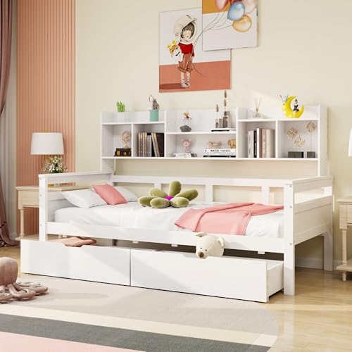 Sofa Massivholzbett mit Lattenrost und Stauraum Multifunktionsbett mit Schubladen und Regalen Platzsparendes Kinderbett Jugendbett Sofa Massivholzbett mit Lattenrost und Stauraum Multifunktionsbett mit Schubladen und Regalen Platzsparendes Kinderbett Jugendbett von Generic