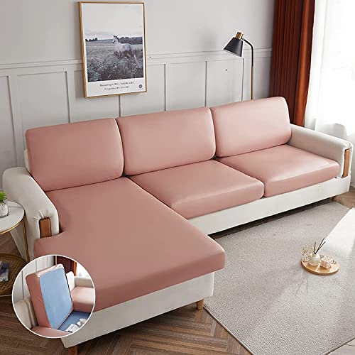 Sofa-Sitzbezug mit Halbinsel, 3-/4-/2-/1-Sitzer, elastischer Sitzsofa-Kissenbezug, universeller Sofabezug aus Kunstleder, Sitzkissenschutz (Rosa, Coprischienale) von Generic
