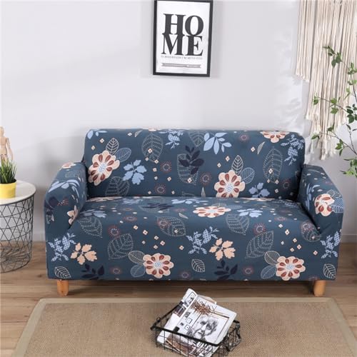 Sofa Überzug 2 Sitzer Pflanzenblätter und Blumen Sofabezug, Druck Sofaschoner rutschfest, Elastisch Couch Überzug Mit Armlehnen, Sofa Cover Sofahusse Sofaüberwurf Couch Überwurf von Generic