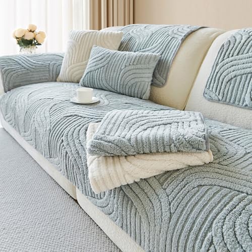 Sofa Überzug Chenille Sofabezug Weiche: Sofa Cover,Haustier rutschfest Sofaschoner, L Form Ecksofa Couch Überwurfdecke, für 1/2/3/4 Sitzer Couch Überzug(Grey,70x210cm) von Generic