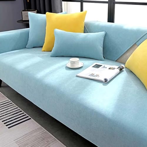Sofa üBerzug, Sofas Cover L Shape, Sofaschoner rutschfest- Weiche Chenille Sofabezug Couch üBerzug FüR 1 2 3 4 Sitzer Sofa(Light Blue,45 * 45cm) von Generic