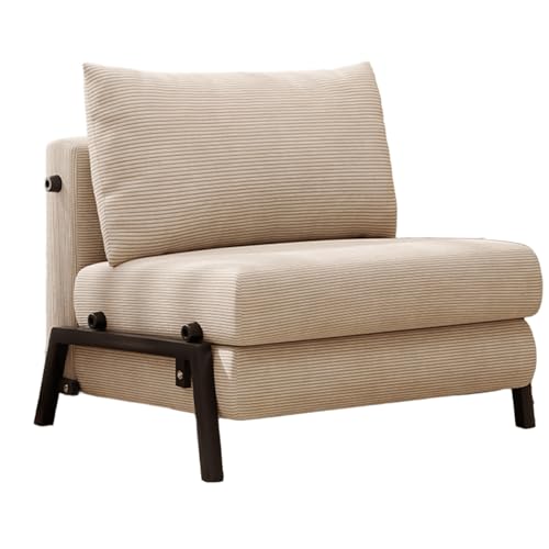 Sofabett Ausziehbar 2-in-1 Cord Ergonomie Gästebett Klappbar Große Sitztiefe Abnehmbar und Waschbar Stärke Metallbeine Umwandelbarer Sofasessel für Wohnzimmer, Schlafzimmer(White,187 * 85 * 26cm) von Generic